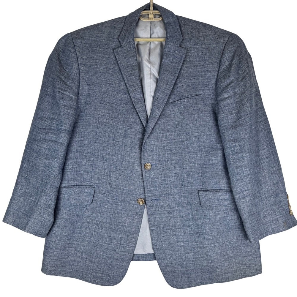 Jos A Bank 1905 Sport Coat Mens 44S Blue 100% Linen Tailored Fit Blazer